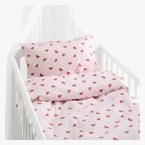Borganäs Sengesæt Tremmeseng Hjärtrud 2-delt 100x130, Pink