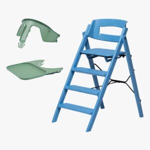 KAOS Klapp Højstol Recycled inkl. Beskyttelsesbøjle & Bakke, Swedish Blue/Mineral Green