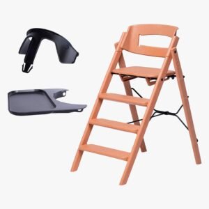 KAOS Klapp Højstol Recycled inkl. Beskyttelsesbøjle & Bakke, Terracotta Pink/Charcoal Black