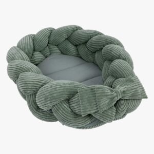 MeowBaby Aesthetic Babynest med Flettet Beskyttelse, Olive Green