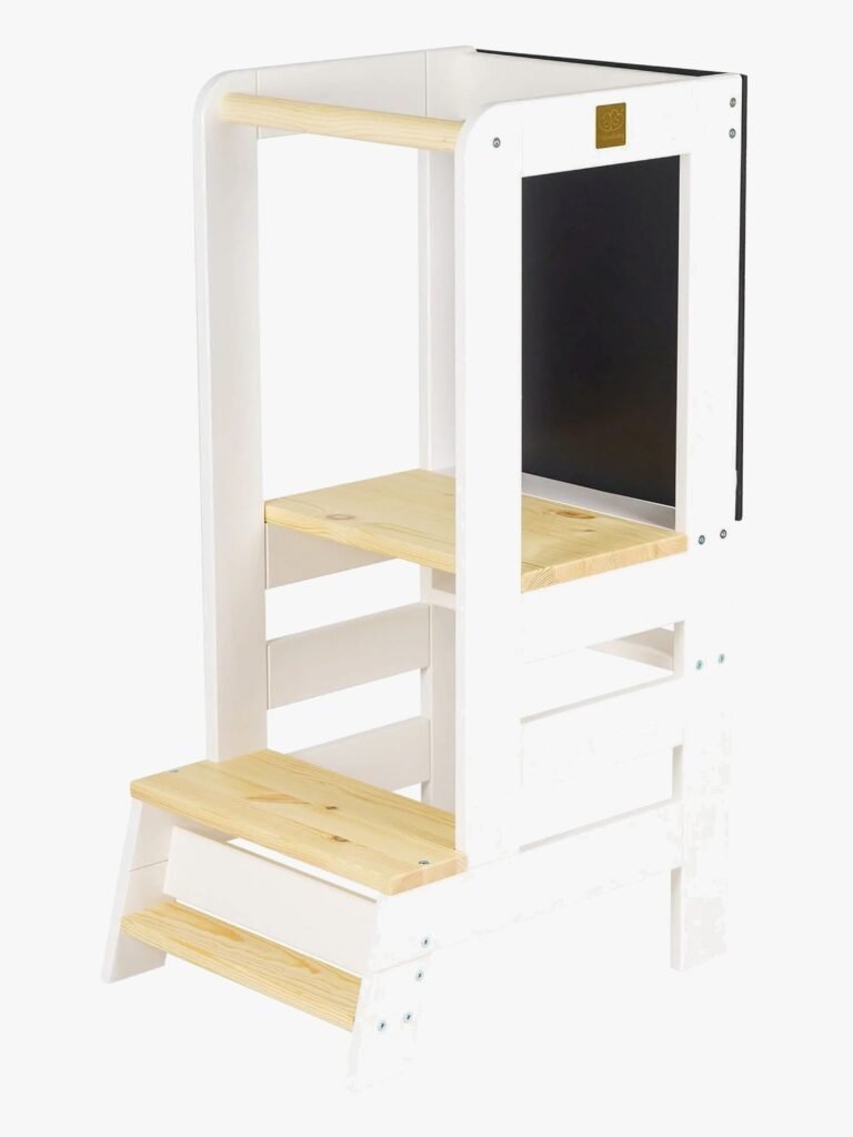 MeowBaby Læringstårn med Tegnetavle, Hvid/Natur, Børnemøbler, Indretning børneværelse