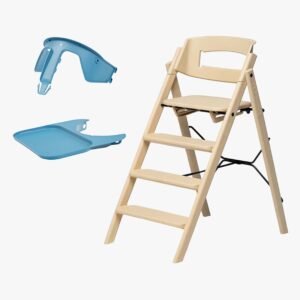 KAOS Klapp Højstol Recycled inkl. Beskyttelsesbøjle & Bakke, Desert Sand/Swedish Blue