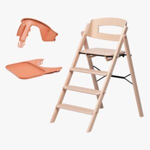KAOS Klapp Højstol inkl. Beskyttelsesbøjle & Bakke, Beech Natural/Terracotta Pink