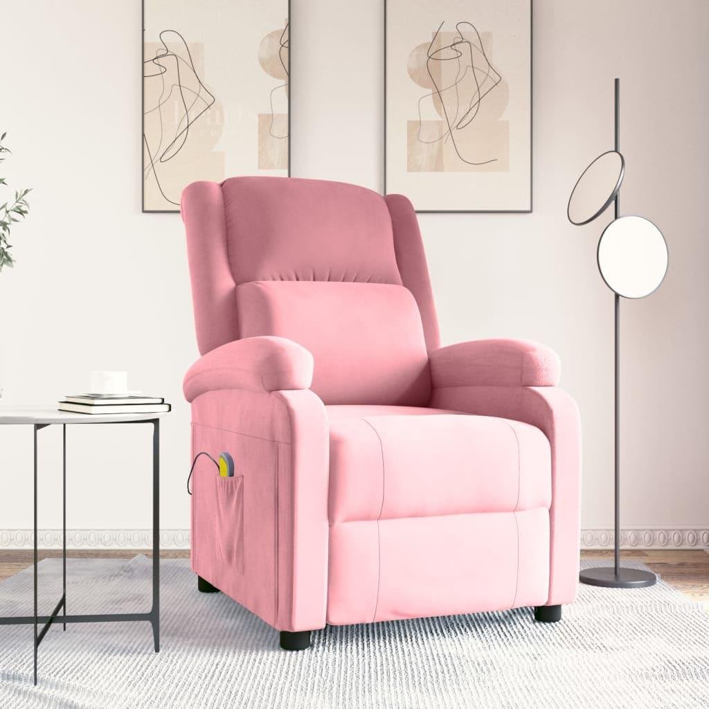 Massagestol velour lyserød