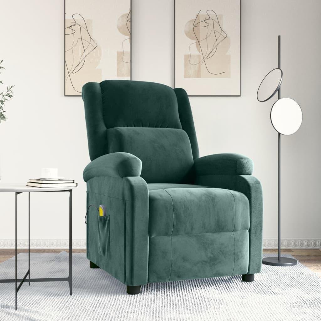 Massagestol velour mørkegrøn