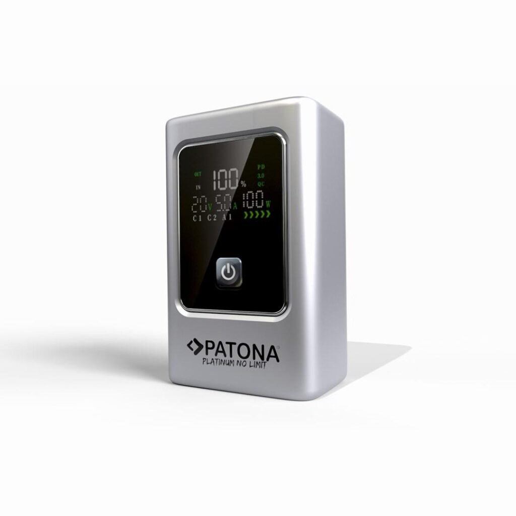 Powerbank PATONA Platinum Powerbank Luxury One PD35 10.000 mAh PD 35 W USBC + USBA, sølv/sort