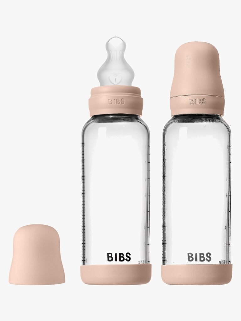 BIBS Medium Flow Glas Sutteflaske Silikone 2-pak 240 ml, Blush