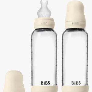 BIBS Medium Flow Glas Sutteflaske Silikone 2-pak 240 ml, Ivory
