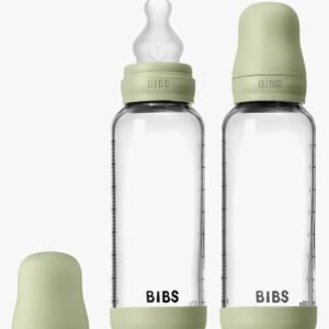 BIBS Medium Flow Glas Sutteflaske Silikone 2-pak 240 ml, Sage
