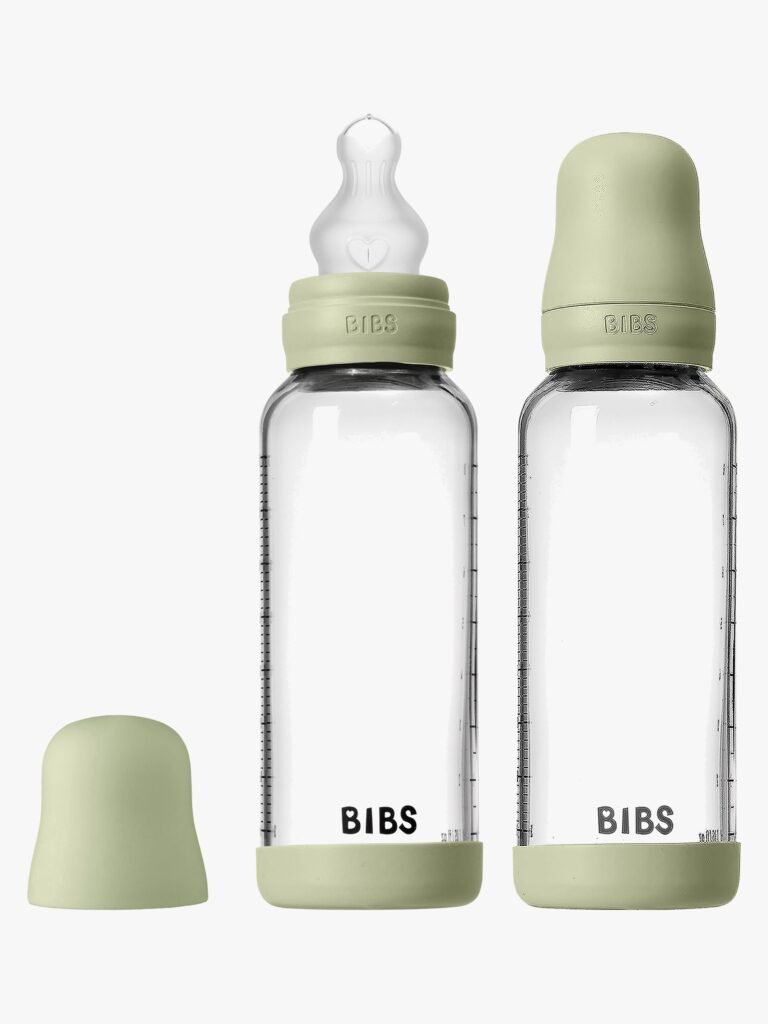 BIBS Medium Flow Glas Sutteflaske Silikone 2-pak 240 ml, Sage