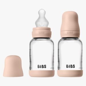 BIBS Slow Flow Glas Sutteflaske Silikone 2-pak 120 ml, Blush
