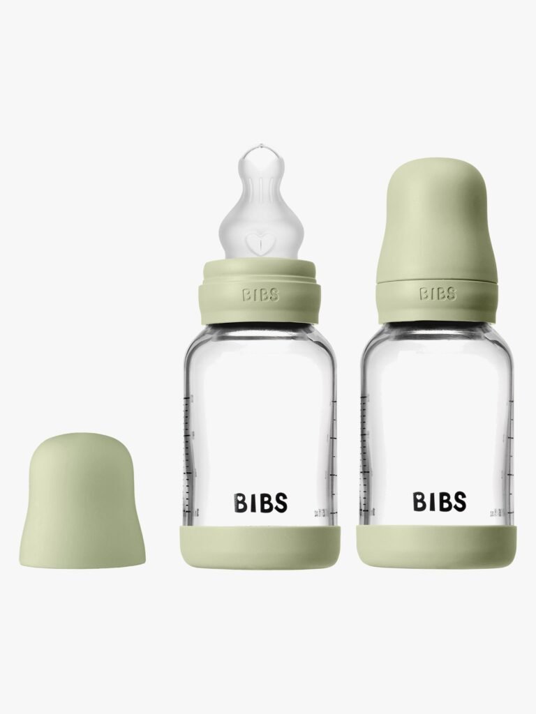 BIBS Slow Flow Glas Sutteflaske Silikone 2-pak 120 ml, Sage