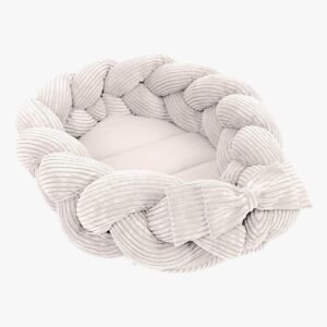 MeowBaby Aesthetic Babynest med Flettet Beskyttelse, Ecru