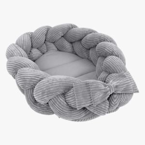 MeowBaby Aesthetic Babynest med Flettet Beskyttelse, Grey