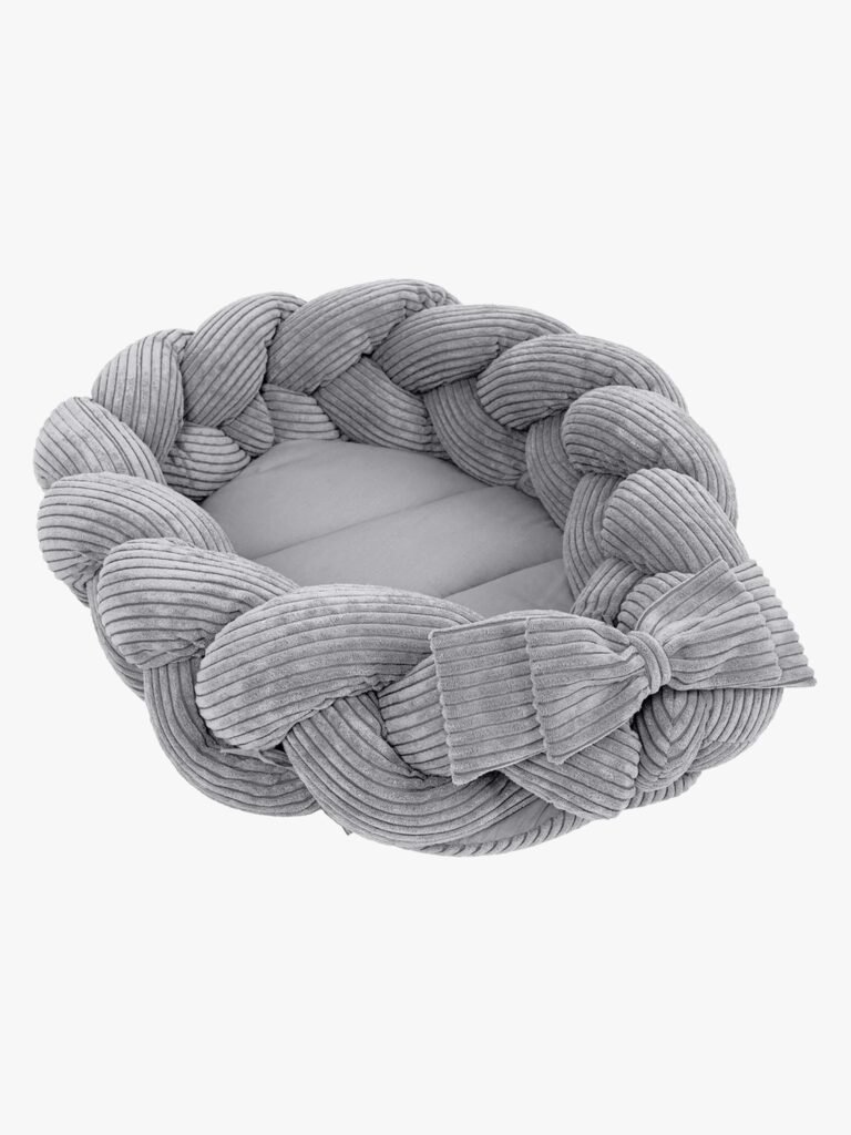 MeowBaby Aesthetic Babynest med Flettet Beskyttelse, Grey