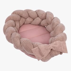 MeowBaby Aesthetic Babynest med Flettet Beskyttelse, Powder Pink