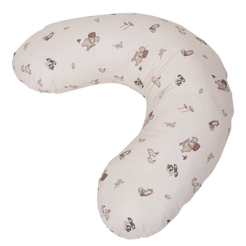 Ammepude - 60x50x10 cm - Sandfarvet med skovens dyr