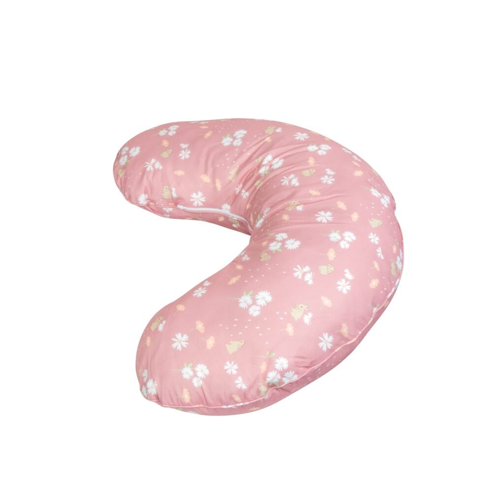 Ammepude - 73x53x10 cm - Lyserød med kaniner og blomster